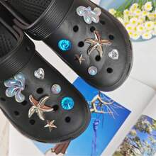 12 件 DIY 鞋饰装饰 - 闪亮星星、心形、几何水钻、非金属轻质材料、Y2K 时尚百搭可爱男女皆宜，适用于 EVA 凉鞋、拖鞋、可拆卸鞋面、节日礼物