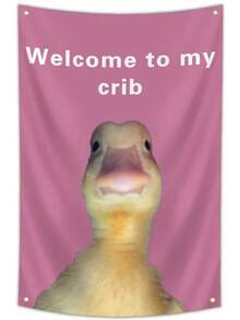 Welcome To My Crib Flag Funny Flags For Room Man Cave Wall Flag With Brass Grommets For College Dorm Room Decor,Outdoor,Parties(3ft*2ft) - Multicolor - View 1