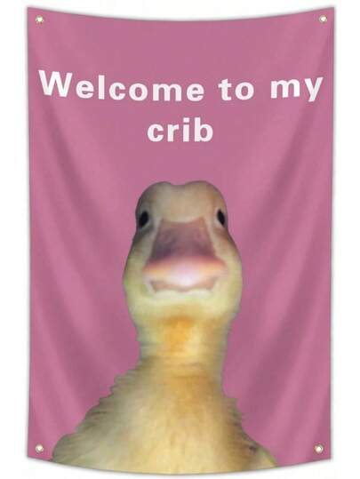 Welcome To My Crib Flag Funny Flags For Room Man Cave Wall Flag With Brass Grommets For College Dorm Room Decor,Outdoor,Parties(3ft*2ft)