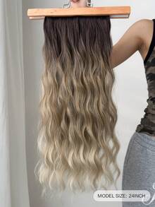 16 Clips en extensiones de cabello, 7 piezas de postizos de cabello, color negro marrón, 22 pulgadas de largo, fibra sintética ondulada natural resistente al calor, postizos para mujeres, para fiesta y uso diario