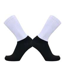 男女通用夏季骑行袜、白色条纹运动跑步自行车袜、防滑硅胶自行车袜、秋季袜子 - 彩色 - 查看 4