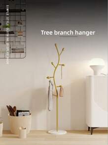 1pc 175cm Freestanding Marble Garment Rack, Bedroom Clothes & Bag Hanger, Simple Drying Rack, Coat Rack