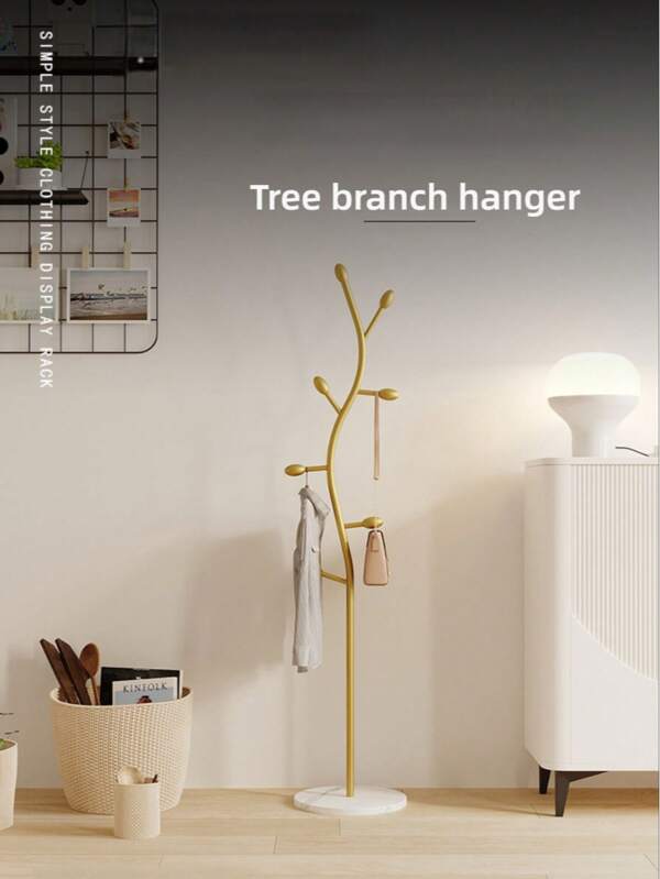 1pc 175cm Freestanding Marble Garment Rack, Bedroom Clothes & Bag Hanger, Simple Drying Rack, Coat Rack