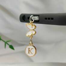 1 件双面圆形字母 A-Z 和蝴蝶吊饰防尘塞，DIY 金属手机装饰