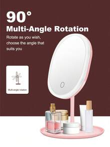 LED Lighted Makeup Mirror, 3 Lighting Modes, Touch Control, Portable Stand, Foldable & Compact, Travel Makeup Mirror, Rechargeable High-Capacity Battery, Portable LED Makeup Mirror, Great Christmas Gift For Women - Multicolor - View 8