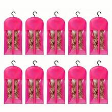 10pcs Wig Storage Bags With Hooks - Transparent, Dustproof & Portable Design For Salon And Home Use, Holds Multiple Wigs, Wall Mounted, Zipper, Tool Accessories - Multicolor - View 3