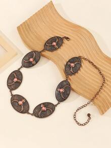 时尚欧美风格单层金属牛头链腰带，百搭秋季连衣裙、秋季、万圣节