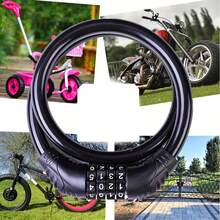 Resettable Steel Combination Lock, Applicable For Bicycle Anti-Theft Security, Multiple Colors Available (Black, Yellow, Green, Pink, Blue), PVC/Steel Wire Structure, Secure 4-Digit Combination Design, Suitable For Mountain Bike, Road Bike, E-Bike, Motorcycle Lock | Steel Wire Bicycle Lock - Resettable Bicycle Password Lock - View 11
