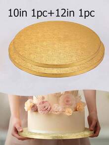 1/2/3/4/5/6pcs White/Gold Round Cake Boards, 8/10/12 Inch, Thick Cardboard, Sturdy Cake Bases, Perfect For DIY Baking Of Cakes And Pastries, Home Kitchen Baking Accessories, Suitable For Holidays, Parties, Birthdays, Weddings, Valentine's Day, Back To School, Easter, Mother's Day - Gold - View 26