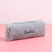 Niestandardowy haftowany jednolity kolor uroczy piórnik, prosty organizer na artykuły piśmiennicze o dużej pojemności, przenośny woreczek do przechowywania z zamkiem błyskawicznym, minimalistyczna torba na przybory szkolne i biurowe, na powrót do szkoły, prezent, do codziennego użytku