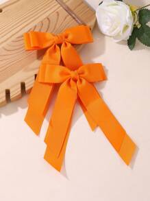 2 piezas Clips de pelo con lazo de textura dulce de moda para niñas