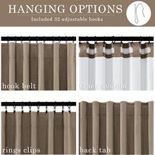 6 Panel Curtains 100% Blackout Thermal Insulated Soundproof  Privacy Protection, Natural Linen  Drapes For Modern Living Room Bedroom Decor With Hooks  Ring Clips Back Tab Track System  Hook Belt Window Drapes Home Decor - DARKFLAX - 查看 4