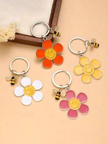 1pc Alloy Flower Daisy Sunflower Keychain | Flower Girl Bag Charm, Elegant Creative Accessory, Perfect For Young Ladies Gifts For Mother, Father, Graduation, And Teacher - Multicolor - View 1