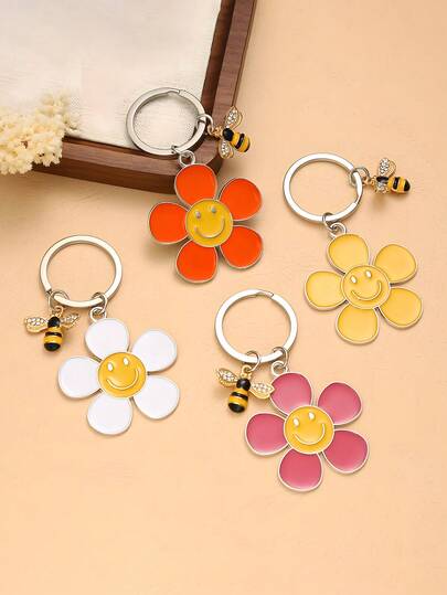 Alloy Flower Daisy Sunflower Keychain | Flower Women's Bag Charm, Premium Creative Accessory, Must-Have For Girls