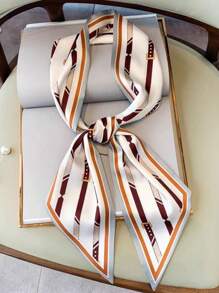 1 buc eșarfă de mătase pentru femei, cu imprimeu de trăsură, stil la modă, bandană, bandă de păr, bandă pentru cap, ideală pentru a-ți înfrumuseța ținuta