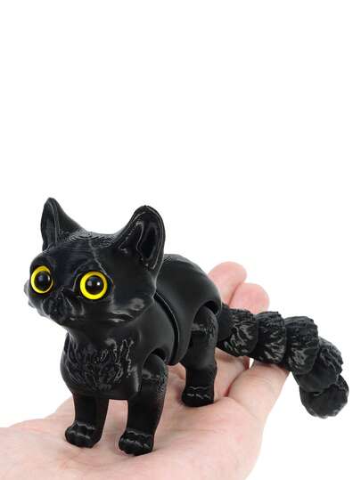 1个3D打印猫玩具，一款可爱的猫咪减压玩具，尾巴关节可活动，适合青少年和成人。可作为派对创意礼物、生日礼物、减压玩具、派对游戏、带有可爱趣味摇晃功能的精美小摆件以及圣诞礼物。