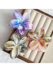 12pcs/Pack Big Size 3.14 Inch Dopamine Tie-Dye Daisy Flower Hair Clips, Sweet Floral Crown Barrettes For Ponytail/Bun