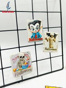 1PC Halloween Style 3d Stereo Flat Refrigerator Magnets, Skull & Devil Holiday Souvenir Refrigerator Magnets, Home Decoration Products, Kitchen, Room, Home, Suitable For Halloween Day Of The Dead Halloween Decor Room Decor - Color - View 3