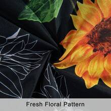 Sunflower Pattern Comforter Set – Soft Black Microfiber, Wrinkle-Resistant / Fade-Free - màu đen - Xem 2