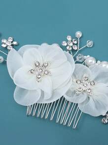 1 pièce Accessoire de cheveux de mariée populaire, peigne à cheveux fait à la main avec fleur blanche, accessoire de cheveux polyvalent pour mariage/demoiselle d'honneur