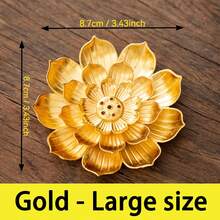 1Pc,Lotus Incense Burner, Incense Base, Aroma Ash Catching Tray, Brass Incense Burner With 6 Holes And Removable Ashtray For Office, Home, Bedroom, Yoga Room And Tea Room.