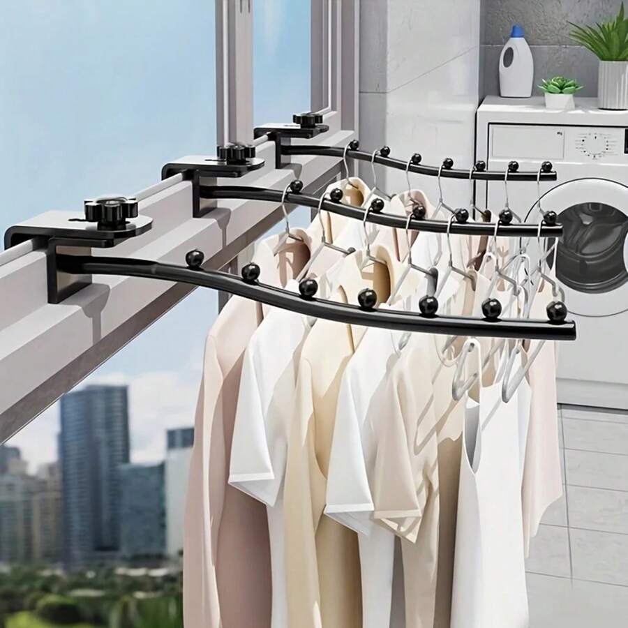 Gancho ajustable para ropa de dormitorio con cuentas, gancho para ropa con brazo oscilante, colgador montado en la pared, ahorro de espacio, almacenamiento en el hogar de hierro - Blanco - Ver 1