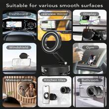 360° Rotating Magnetic Phone Stand, Foldable & Telescopic, ABS Material, Non-Waterproof, Perfect For Car, Shower, Travel, Gym, Smooth Mirror - Adjustable And Rotatable Stand, Phone Holder | Modern Phone Stand | Adjustable Stand PS:Only Suitable For Installation And Use In Locations With Smooth Surfaces