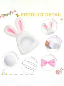 3 件水泥鹅服装草坪鹅雕像衣服兔耳帽和领结尾巴适合派对庭院户外