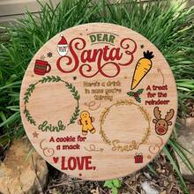 1pc 2D Flat Santa Claus & Reindeer Vintage Style Wooden Decoration Plaque - Holiday Decor & Party Essential