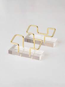 1pc Metal & Acrylic Transparent Business Card Holder Stand, Suitable For Party Invitations, Wedding, Gathering, Party Card Holder, Luxury Party Card Holder, Halloween, Christmas Party Card Holder
