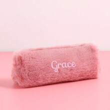 Niestandardowy haftowany jednolity kolor uroczy piórnik, prosty organizer na artykuły piśmiennicze o dużej pojemności, przenośny woreczek do przechowywania z zamkiem błyskawicznym, minimalistyczna torba na przybory szkolne i biurowe, na powrót do szkoły, prezent, do codziennego użytku