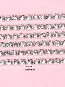 1m/3m/10m 单排水钻链，多功能 DIY 水晶爪链，适用于服装、鞋子、包包、装饰 - 銀色白鑽 - 查看 2