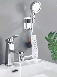 1 zestaw natrysku do kranu, ręczny przedłużacz do kranu zlewozmywakowego z wężem 59-calowym i łatwym w montażu uchwytem, odpowiedni do łazienek, baterii kuchennych, kąpieli zwierząt i codziennego sprzątania, idealny dodatek do nowoczesnych łazienek, świetny wybór na prezent na jesienne święta