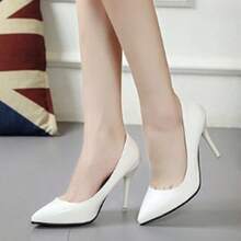 Las mujeres de tacón alto señaló zapatos individuales, temperamento nightclub color nude sexy zapatos de tacón alto - Blanco - Ver 3
