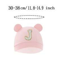 1 pieza Gorro para bebé recién nacido, estampado de unicolor, diseño con orejas, cálido y protector, accesorio casual y lindo, adecuado para actividades al aire libre - Rosa - Ver 10