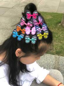 24Pcs Random Colorful Butterfly Hair Clips, Girls' Hair Clips, Hair Accessories For Birthday Parties And Performances
