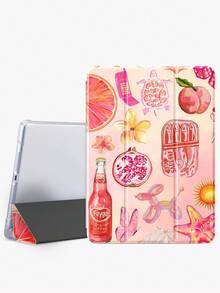 A Beautiful Animal And Soda Combination Painted Transparent Flat Protective Case With Folding Function, Suitable For Various Styles, Supports Eye-Rest And Wake-Up Functions, Making It An Ideal Choice For Festival Gifts, Birthday Gifts And New Year Gifts - White - View 2
