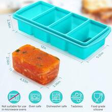 Silicone Freezer Tray With Lid - 1 Cup Silicone Food Tray - Large Ice Cube Freezer Molds - Soup, Sauce, Leftovers, Homemade Meal Prep Freezing Kitchen Storage Containers - Aqua - 1-Pack,8204793 - 藍色 - 查看 8