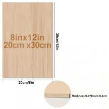 10 pièces/5 pièces/1 pièce Feuilles vierges pour artisanat - 12 x 8 pouces - Feuilles de contreplaqué de 1,5 mm d'épaisseur avec surfaces lisses - Panneaux de bois rectangulaires non finis pour découpe laser, pyrographie, modèles architecturaux, teinture