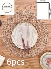 1/4/6/12 件波西米亚风亚麻编织圆形餐垫，适用于厨房、餐桌装饰，适合节日派对、生日、乡村户外用餐，四季皆宜