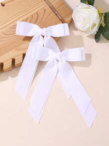 2 piezas Clips de pelo con lazo de textura dulce de moda para niñas