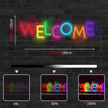可调节 LED 霓虹灯 - 多色可调光 LED 霓虹灯 - USB 供电商务欢迎标识 - 理想的墙面装饰和礼物