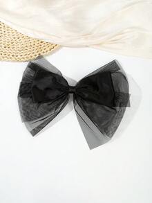 1 件女士优雅大号网状缎带蝴蝶结发夹，高品质强力弹簧发饰，爪夹，发夹，发夹，发夹，发夹，学校用品，蝴蝶结配饰