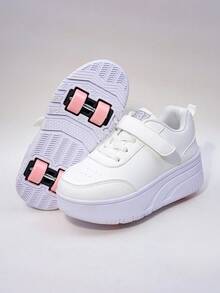 儿童四轮旱冰鞋，可拆卸旱冰鞋，户外运动鞋，男女童休闲运动鞋 - 白色 - 查看 1