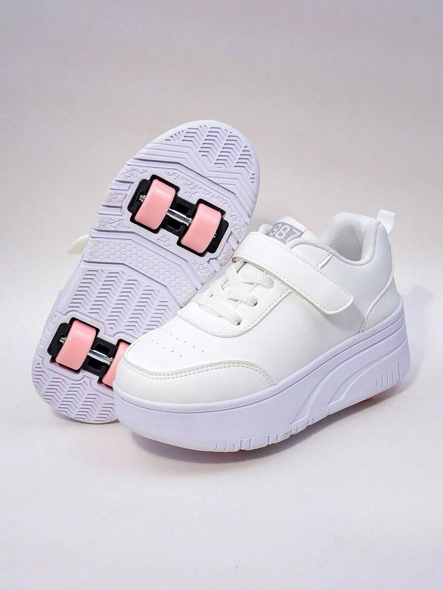 儿童四轮旱冰鞋，可拆卸旱冰鞋，户外运动鞋，男女童休闲运动鞋 - 白色 - 查看 1