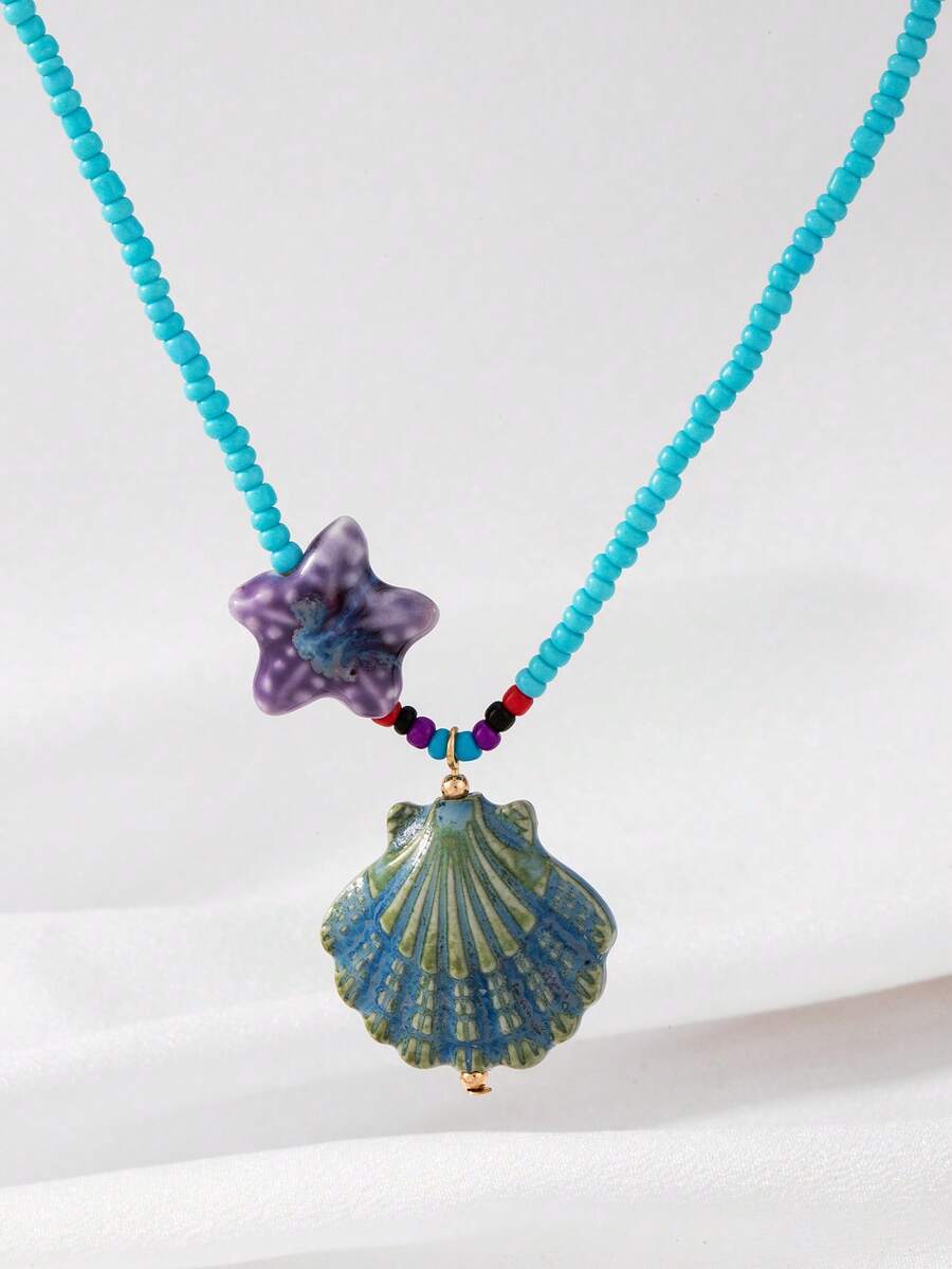 1 chiếc vòng cổ mặt dây chuyền chủ đề đại dương đính hạt theo phong cách Bohemian - Nhiều màu - Xem 1