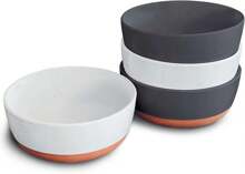 Mora Ceramic Flat Bowls Set Of 4-25 Oz- For Soup, Salad, Rice, Cereal, Breakfast, Dinner, Serving, Oatmeal, Etc - Microwave, Dishwasher And Oven Safe Bowl For Eating And Kitchen- Vanilla & Charcoal,8059128
