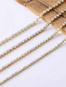 Cadena de cristal con una sola , de 1m/3m/10m, para decorar ropa, zapatos, bolsos de mano - Decoración de bricolaje - Golden AB - Ver 5