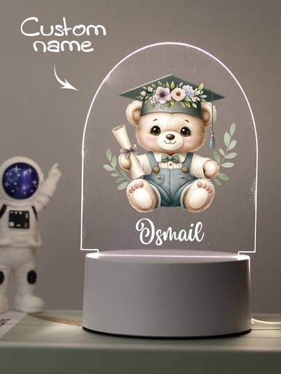 1pc Customized Name Creative Gifts For Graduating Girls To Obtain Certificates 3D Light Illusion LED Night Lights Warm Lights Birthday Gifts Christmas Gifts Graduation Gifts For Girls Or Friends Decorative Table Lamps Night Lights Suitable For Back-To-School Season Gifts Graduation Gifts, Birthday Gifts For Family And Friends, Essential Items For College And Returning To School