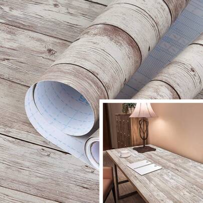 لفة ورق حائط لاصق ذاتي بنمط الخشب الرمادي، ورق حائط فينيل مقاوم للماء قابل للتقشير والالصاق، بطانة لأدراج المطبخ والأثاث، تجديد الأثاث، سهل التركيب والإزالة، ديكور الحائط والغرفة المعيشية، مقاس 17.7 بوصة * 393.7 / 196.8 / 118.1 / 39.3 بوصة